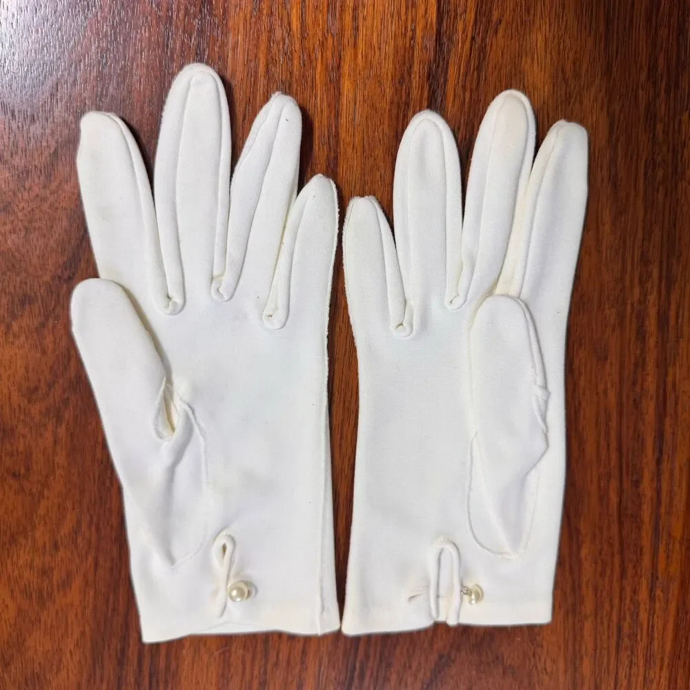 Vintage Fownes Gloves Women Size 7 White Enchante Antron Bridal Dress Gloves